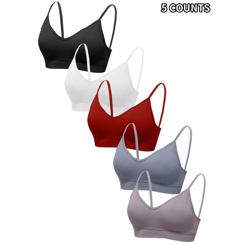 z2892-ワイヤレス無地リブブラ、ティーン向け、ainブランド、ポリエステル繊維、-4カップ、t字バックルデザイン、保温機能付き