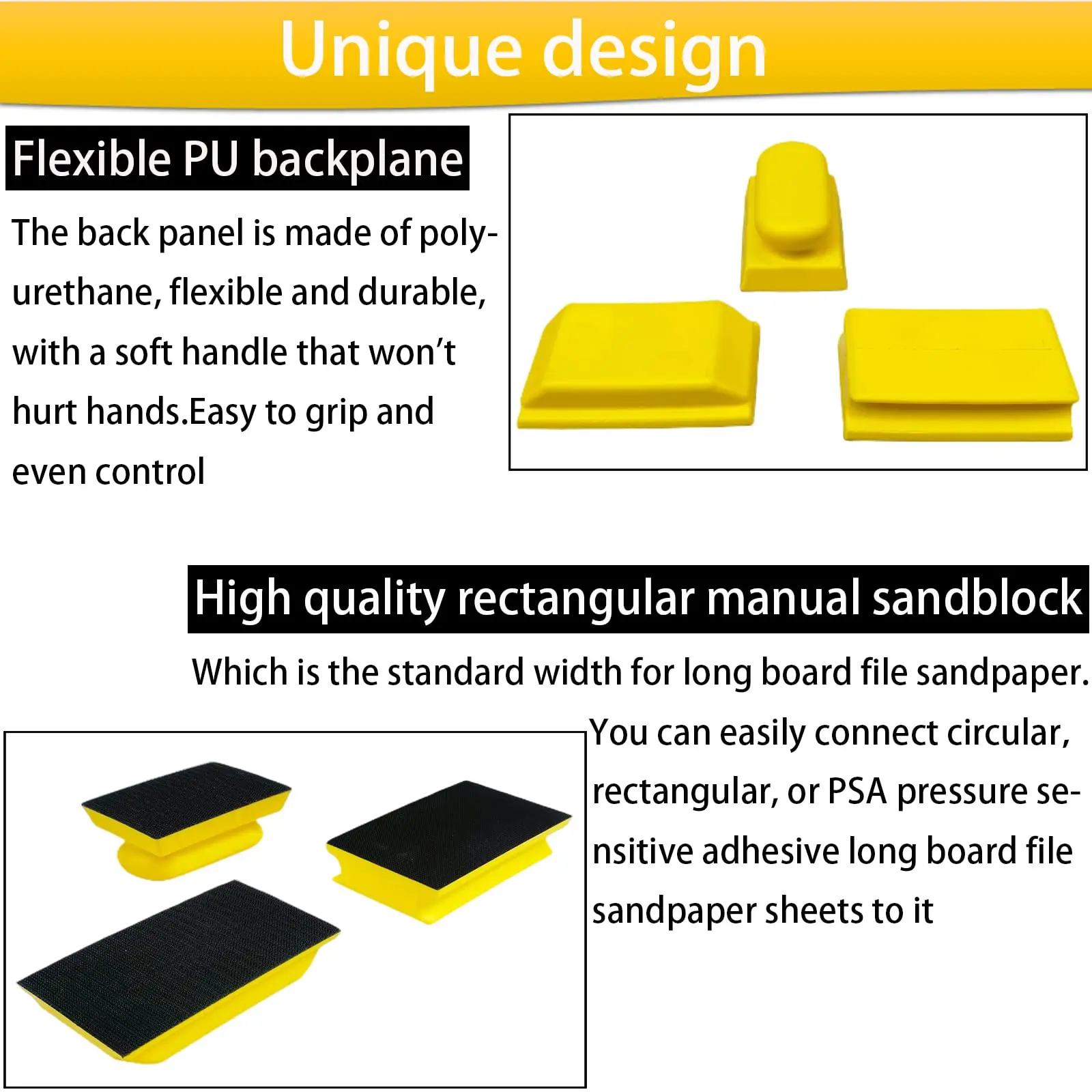 1/3 Pcs Hook and Loop Hand Sanding Block Kit for Polishing Auto Body and Paint Shops Detailing Shops Woodworking Wood Furniture