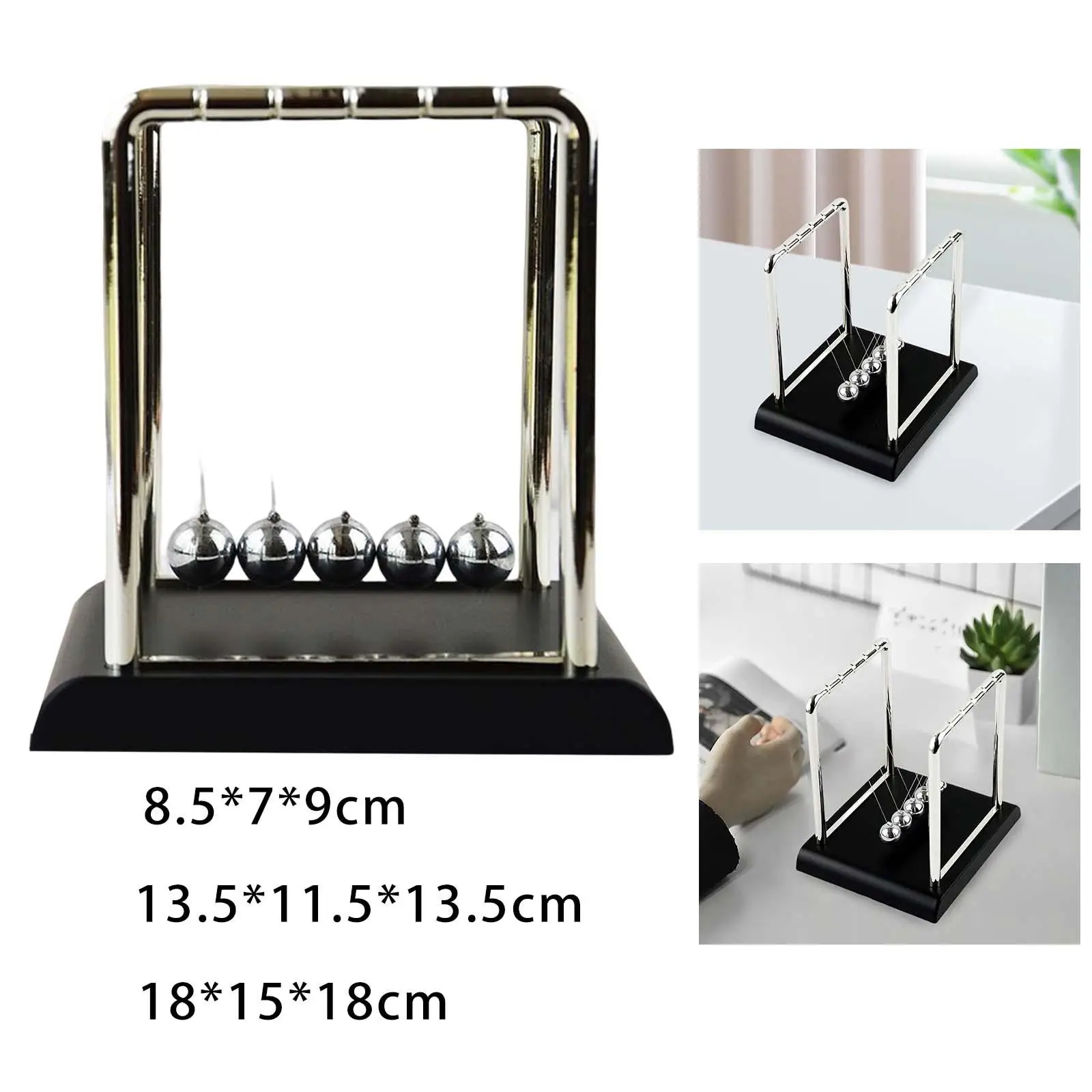 Cradle Pendulum Balance Steel Balls Physics Learning with Wooden Stand Pendulum Balls Accessories for Desk Office Decor