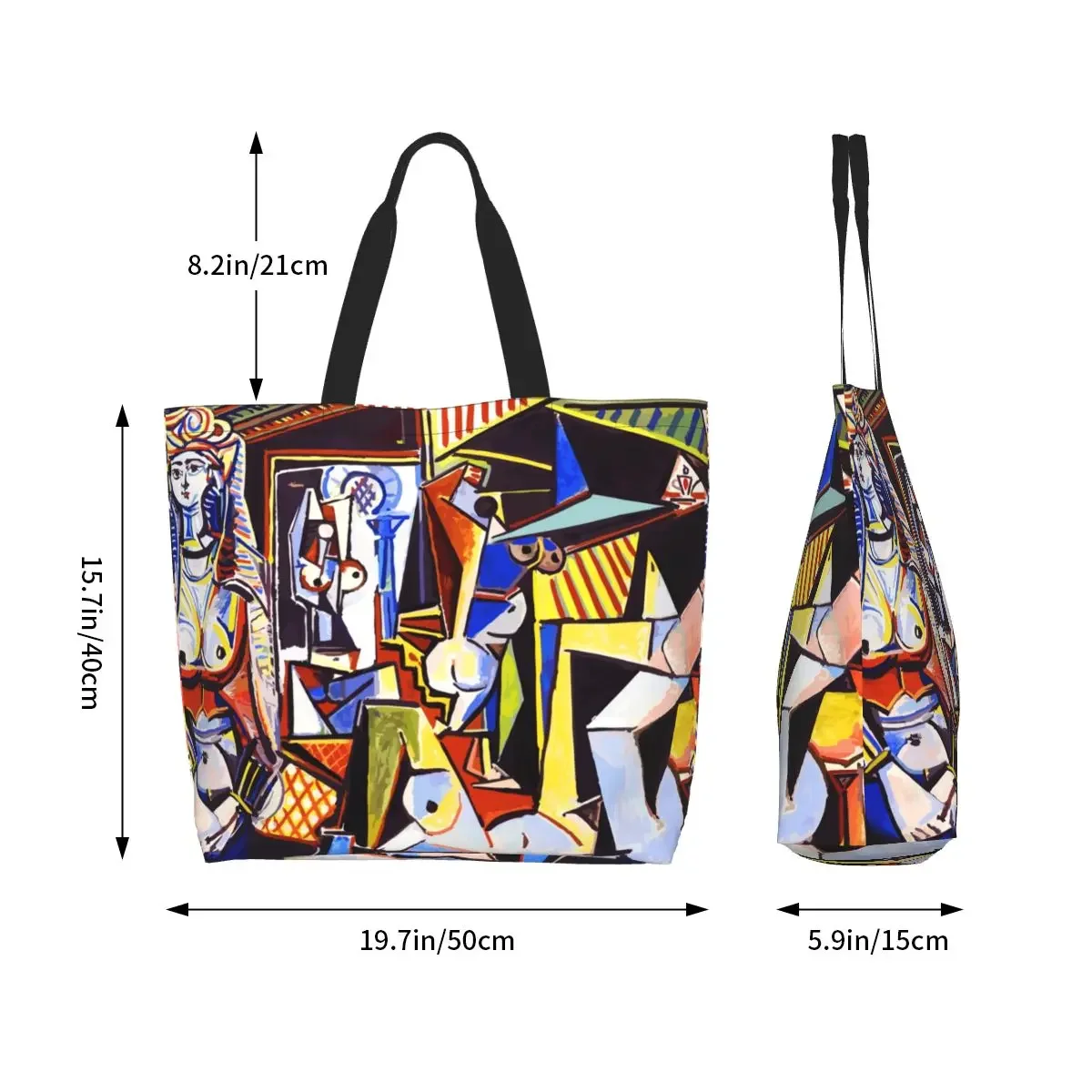 Divertente Pablo Picasso le donne di Algiers Shopping Tote Bag riutilizzabile Les Femmes d'Alger Canvas Grocery Shopper borsa a tracolla