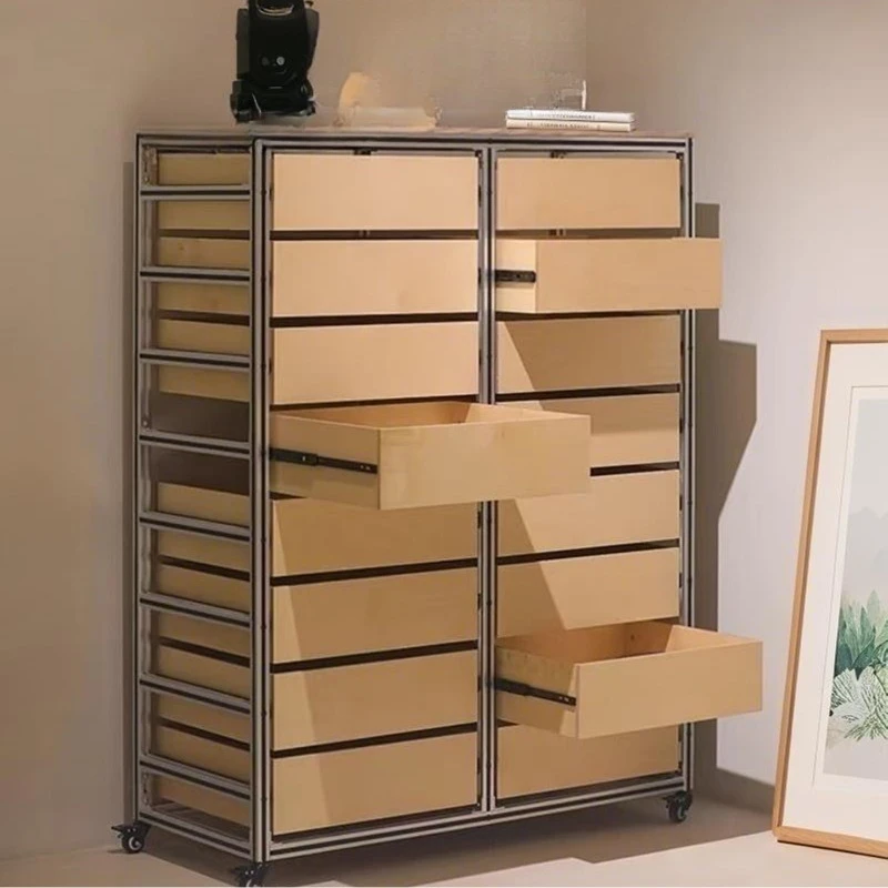 Aluminum profile drawer file cabinet, birch ocean board, multi-functional storage cabinet