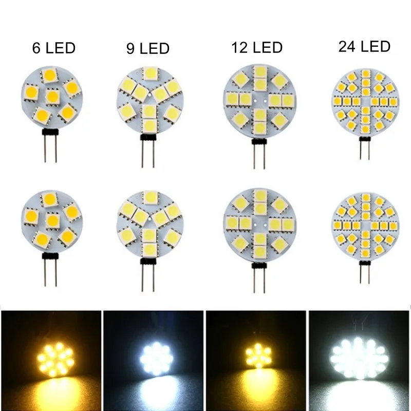 Hot G4 Lamp Bulb DC 12V 4.8W 2.4W 1.8W 1.2W SMD LED warm cold white Lighting Lights replace Halogen Spotlight