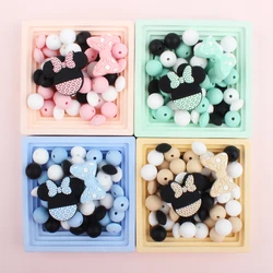 40Pcs/Set Cartoon Silicone Beads Round Lentil Mouse Shape Beads Necklace Accessories Toys Sets for DIY Pacifier Clips Chain