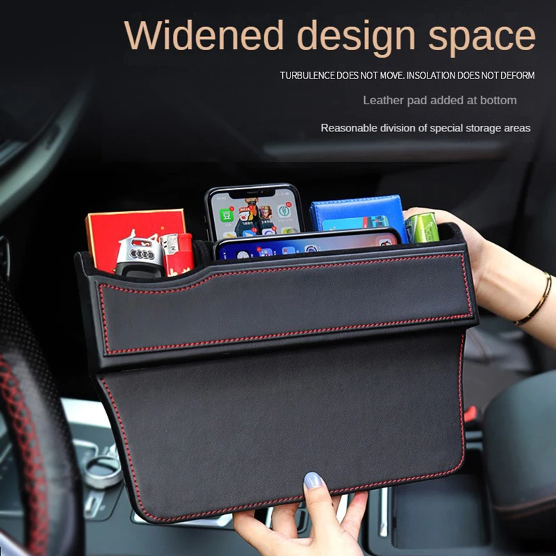 

Car Seat Gap Organizer PU Leather Front Seat Crevice Storage Box Upgrade Phone Key Smoke Holder Auto Center Console Filler Box