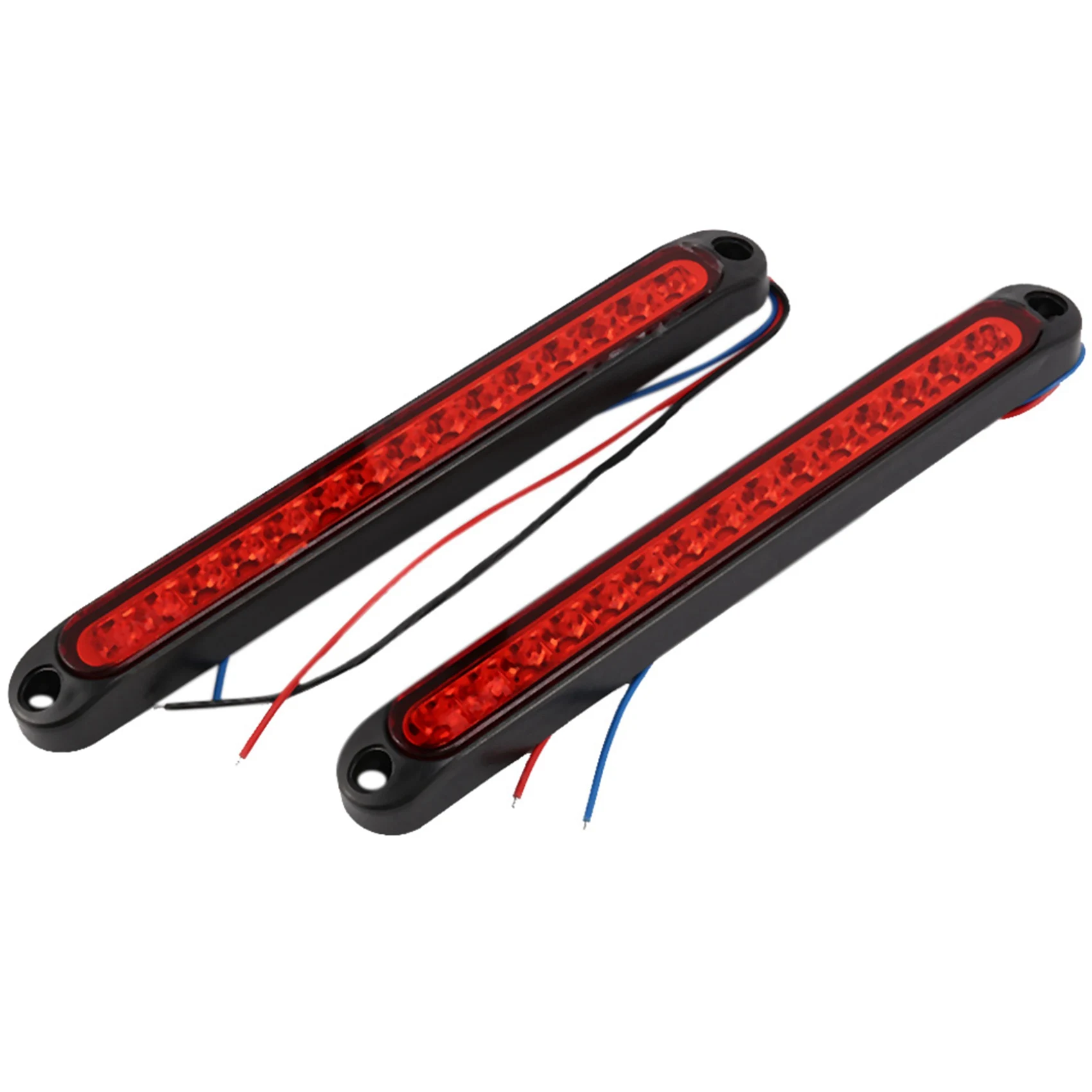 

2Pcs 10 inch 15 LED Trailer Truck RV Stop Tail Rear Brake Turn Light Bar Stop Rear Side Marker Lights Waterproof (Red)