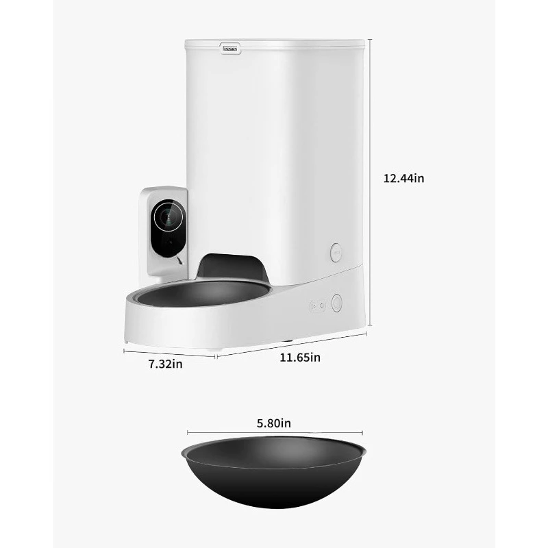 

Automatic Cat Feeder with Camera, 1080P HD Video with Night Vision, 2.4G WiFi Pet Feeder with Phone App Control