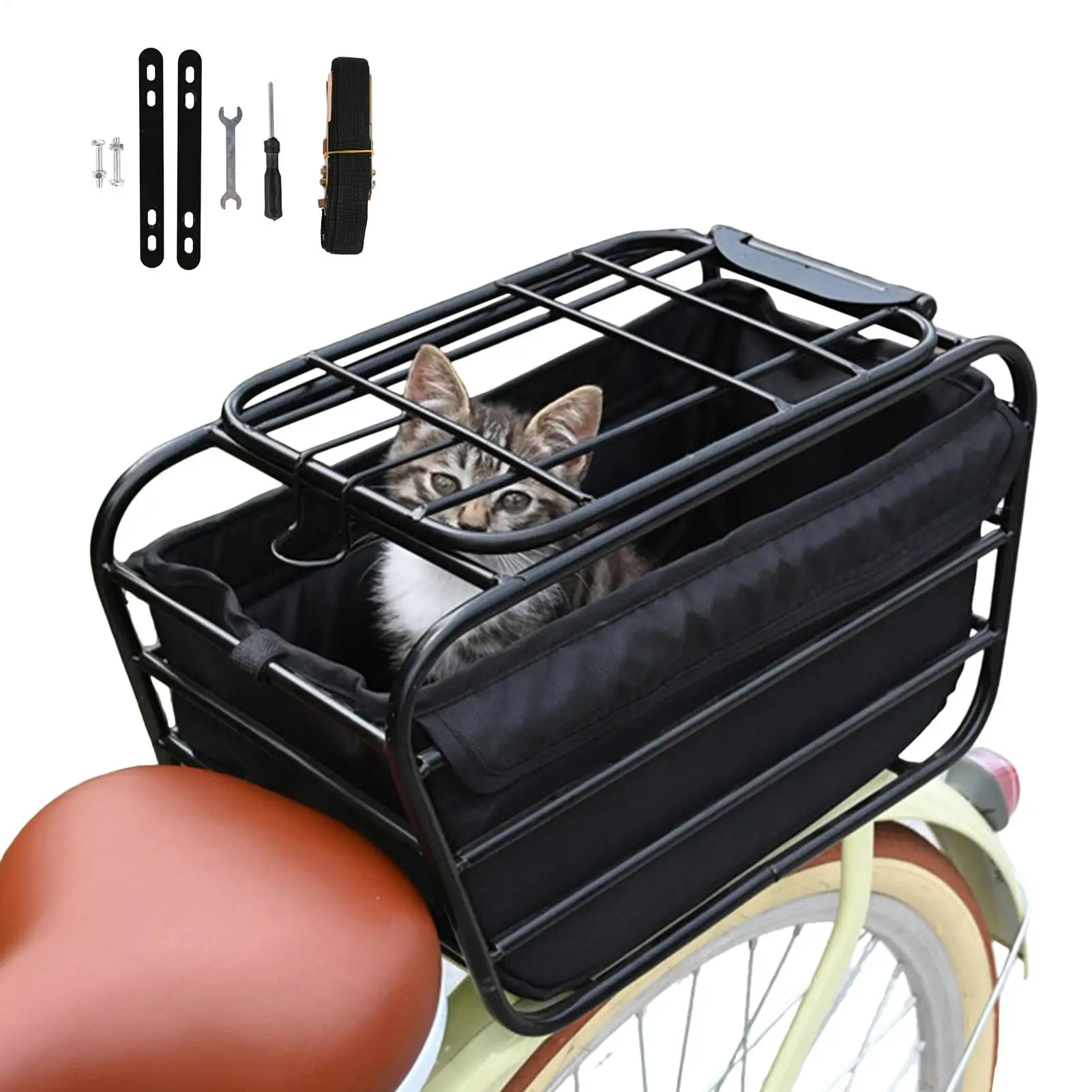 

Bicycle Rear Organizer Bike Rear Basket Heavy Duty Pet Carrier Cargo Case For Cycling Riding Outdoor Camping Groceries Daily
