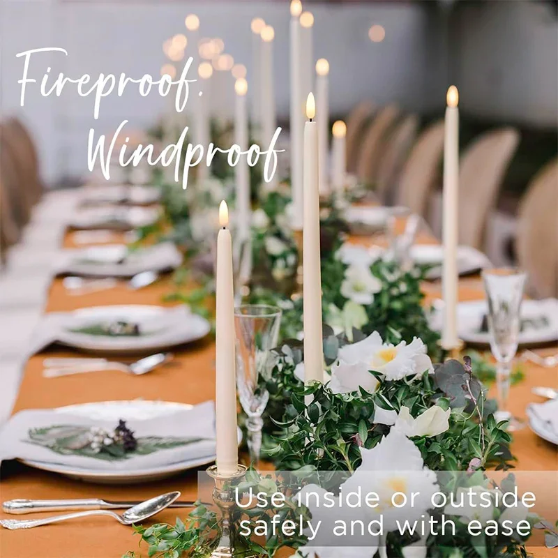 12-120Pcs LED Taper Candle with Flickering Flame Flameless Battery Operated Candles for Wedding Valentine Dinner Decoration
