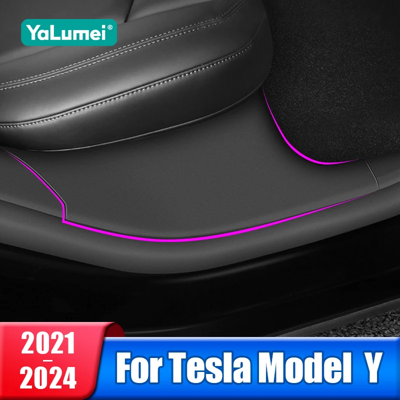 

Car Rear Door Sill Scuff Plate Cover For Tesla Model Y 2021 2022 2023 2024 Welcome Pedal Trim Pad Accessories