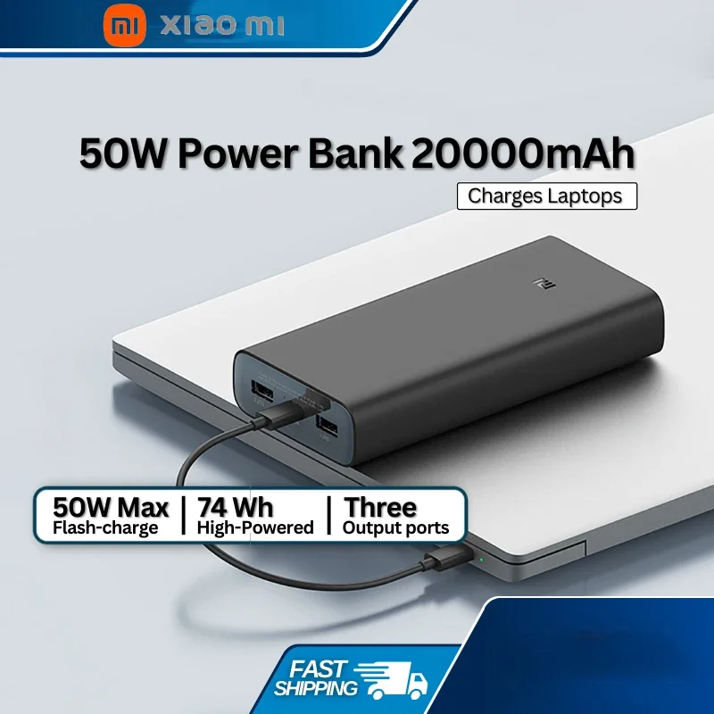 

Original 20000mAh Xiaomi Power Bank 3 45W PLM07ZM Fast Charging Portable Power Bank External Battery for IPhone 14/13/15 Xiaomi