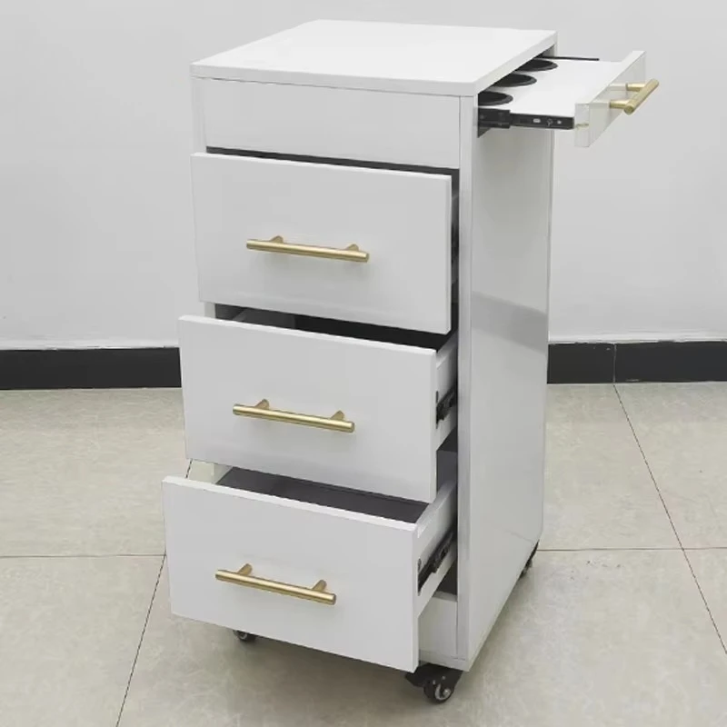 New Design Modern Barbershop White 3 Tier Beauty Salon Hairdressing Spa Trolley Cart With Wheels and Drawer