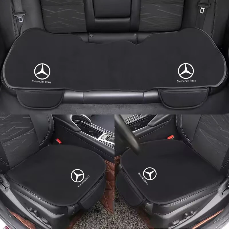Funda de terciopelo de seda helada antideslizante para cojín de asiento de coche Mercedes Benz W212 W204 W211 W168 W213 W205 W210 W108 con accesorio para llavero