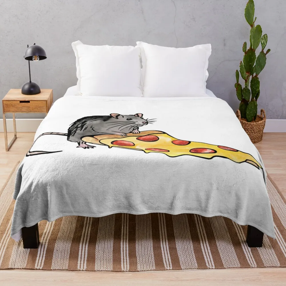Pizza Rat Throw Blanket Loose Soft Sofas Hairys Blankets