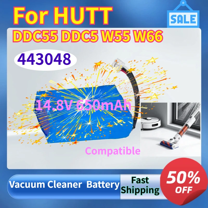 14.8V 650mAh 443048 Window Cleaning Robot Battery for HUTT DDC55 DDC5 W55 W66 Glass Washing Vacuum Cleaner with Water Spray