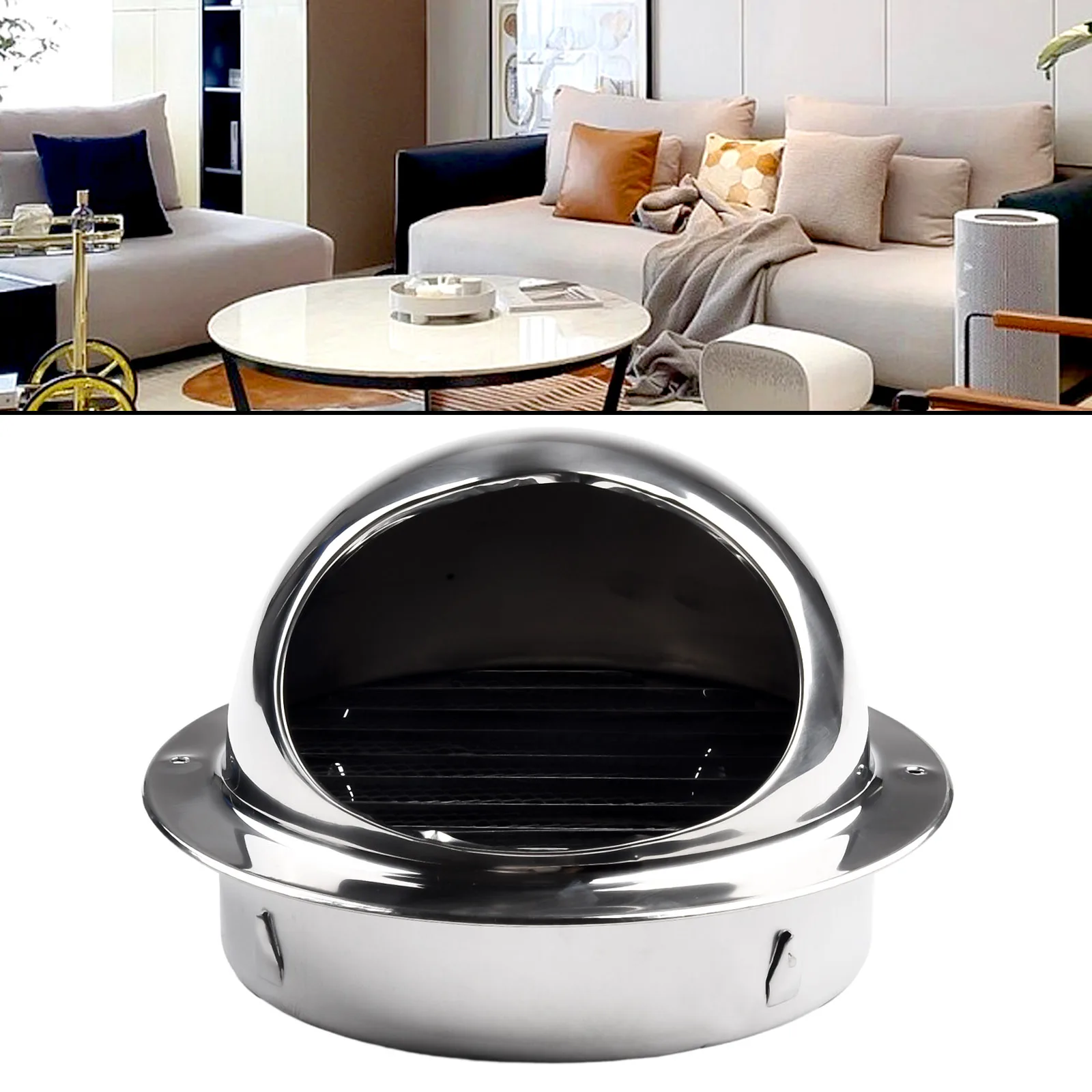 

75mm-200mm Stainless-Steel Wall Ceiling Air-Vent Ducting Ventilation Exhaust Grille Cover Outlet Heating Cooling Vents-Cap