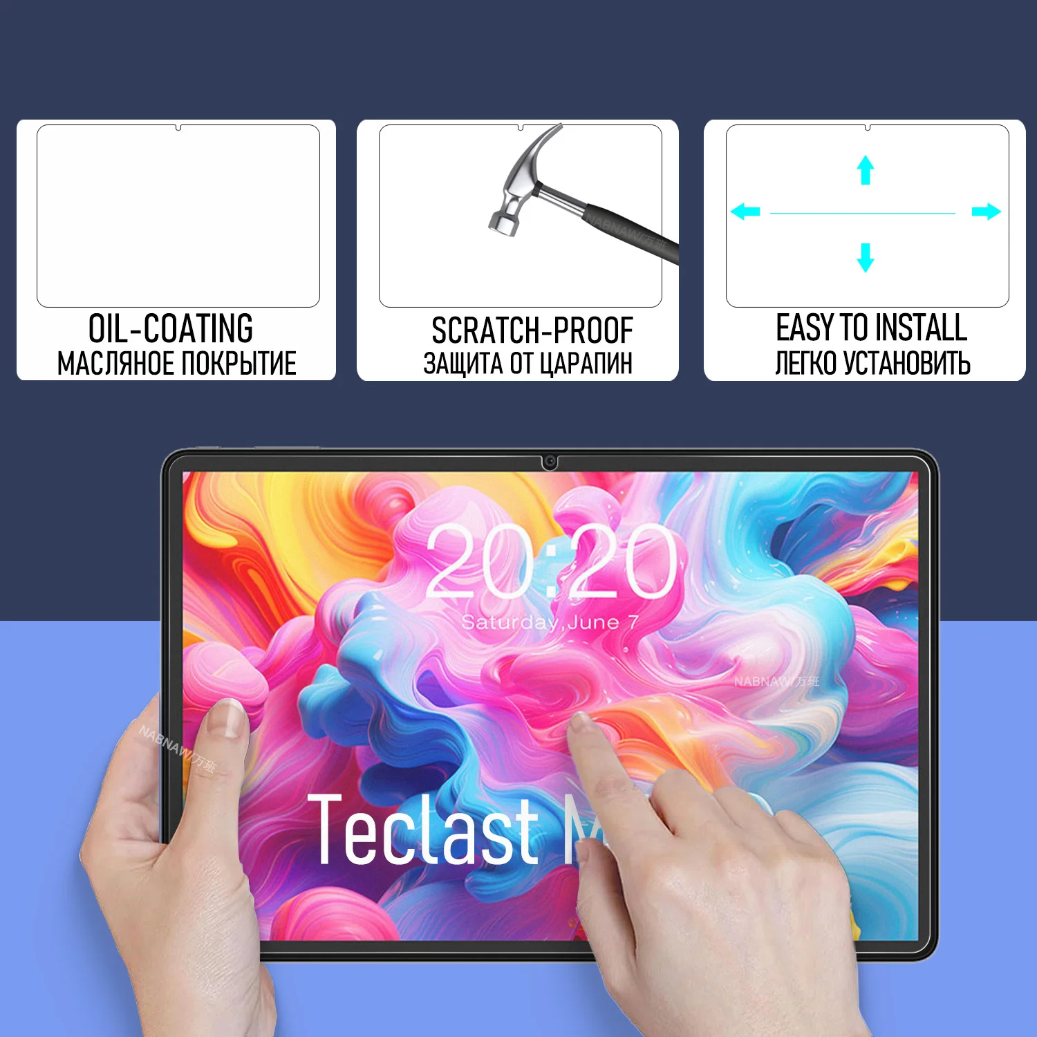 2-Pieces Full HD Tempered Glass Screen Protector For Teclast M50T 10.1-inch Scratch-Proof Film Oil-Coating Easy To Install 9H