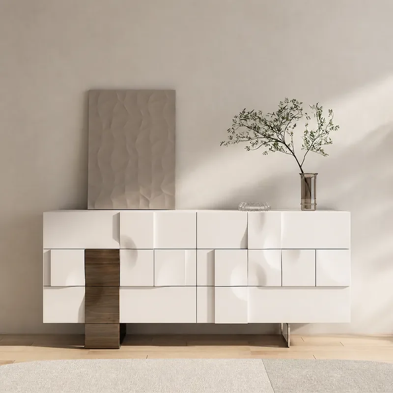 Italian Six Bucket Cabinet Solid Wood Entryway Porch Storage Nordic Living Room Modern Simple Dining Side Cabinet
