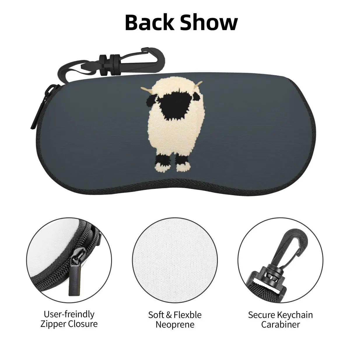 حافظة نظارات على شكل أنف أسود Valais Sheep Shell صندوق نظارات شمسية محمول للنساء والرجال حقيبة نظارات ناعمة