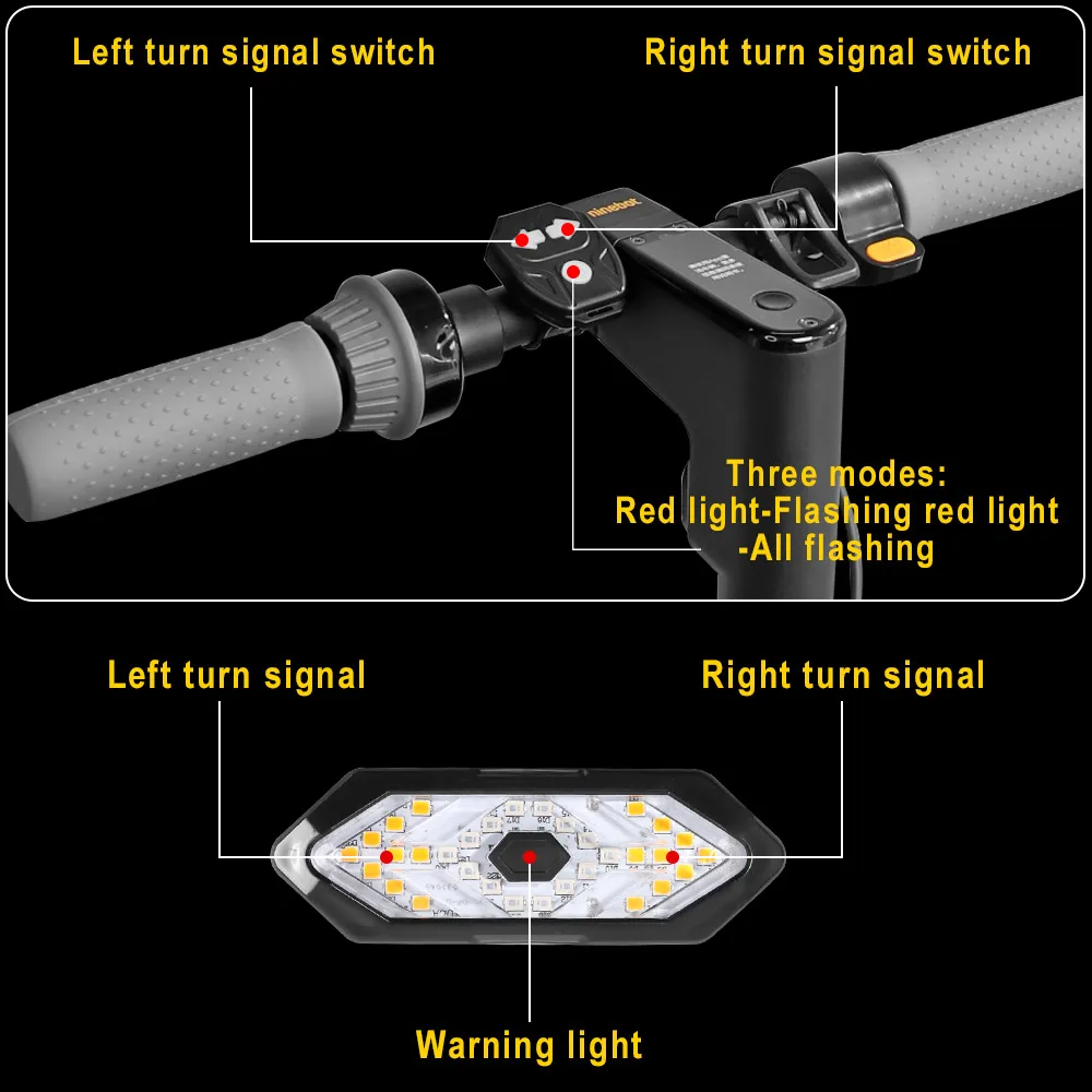 Turn Signal Light for Ninebot Max G30 Electric Scooter Wireless Remote Control USB Rechargeable Rear warning LED TailLights