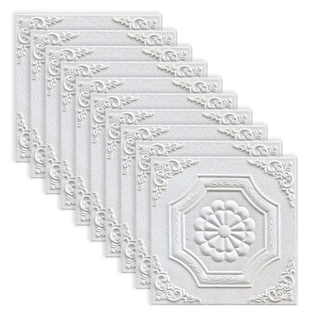 Tear Resistant Decorative Ceiling Wallpaper Stickers in a Set of Ten Made from XPE Foam Material at a Size of 35CM Each
