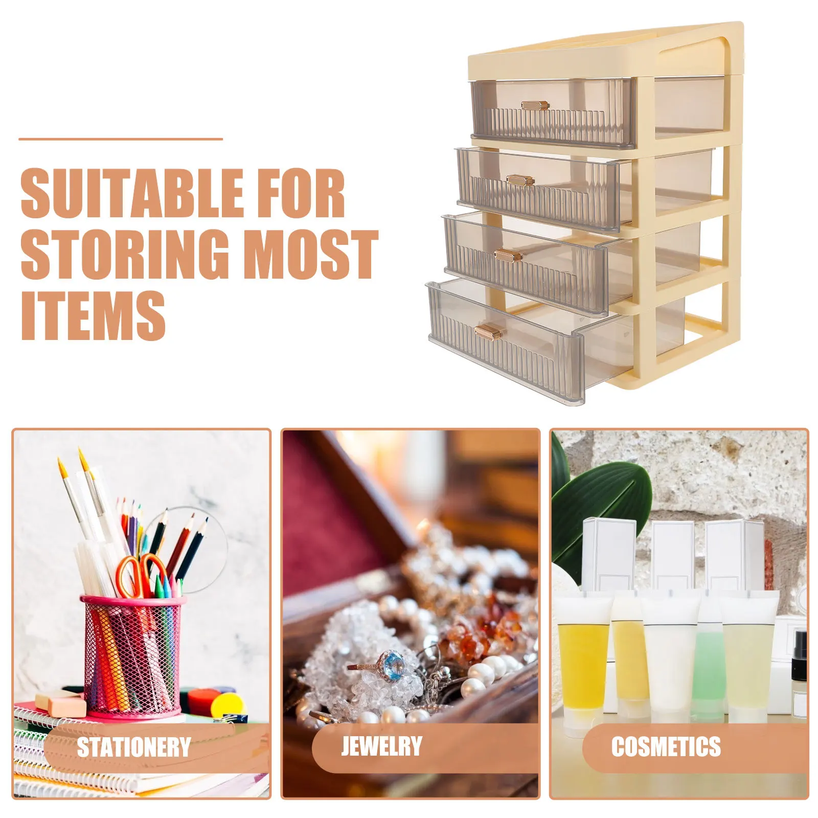 

Multi-Tier Drawer Desk Organizer 3-Layer Desktop Storage Box for Stationery Jewelry Cosmetics Sundries Desktop Organizer with