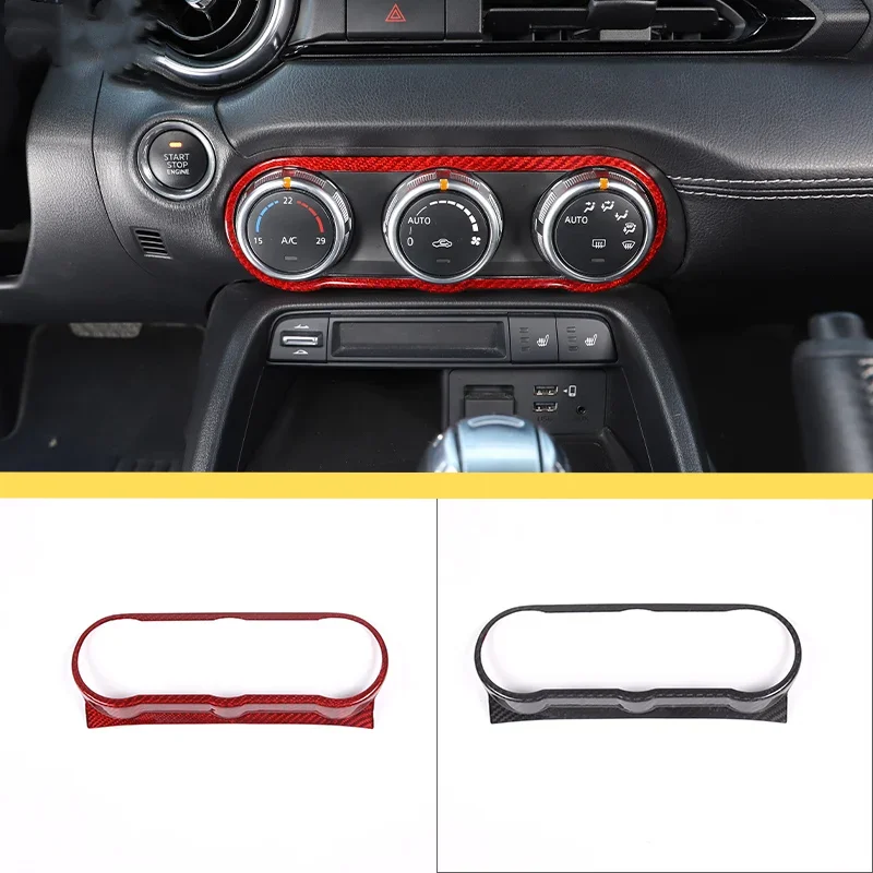 For Mazda MX5 Miata ND 2016-2023 Real Carbon Fiber Car Interior Air Conditioning Button Panel Trim Sticker Car Accessories