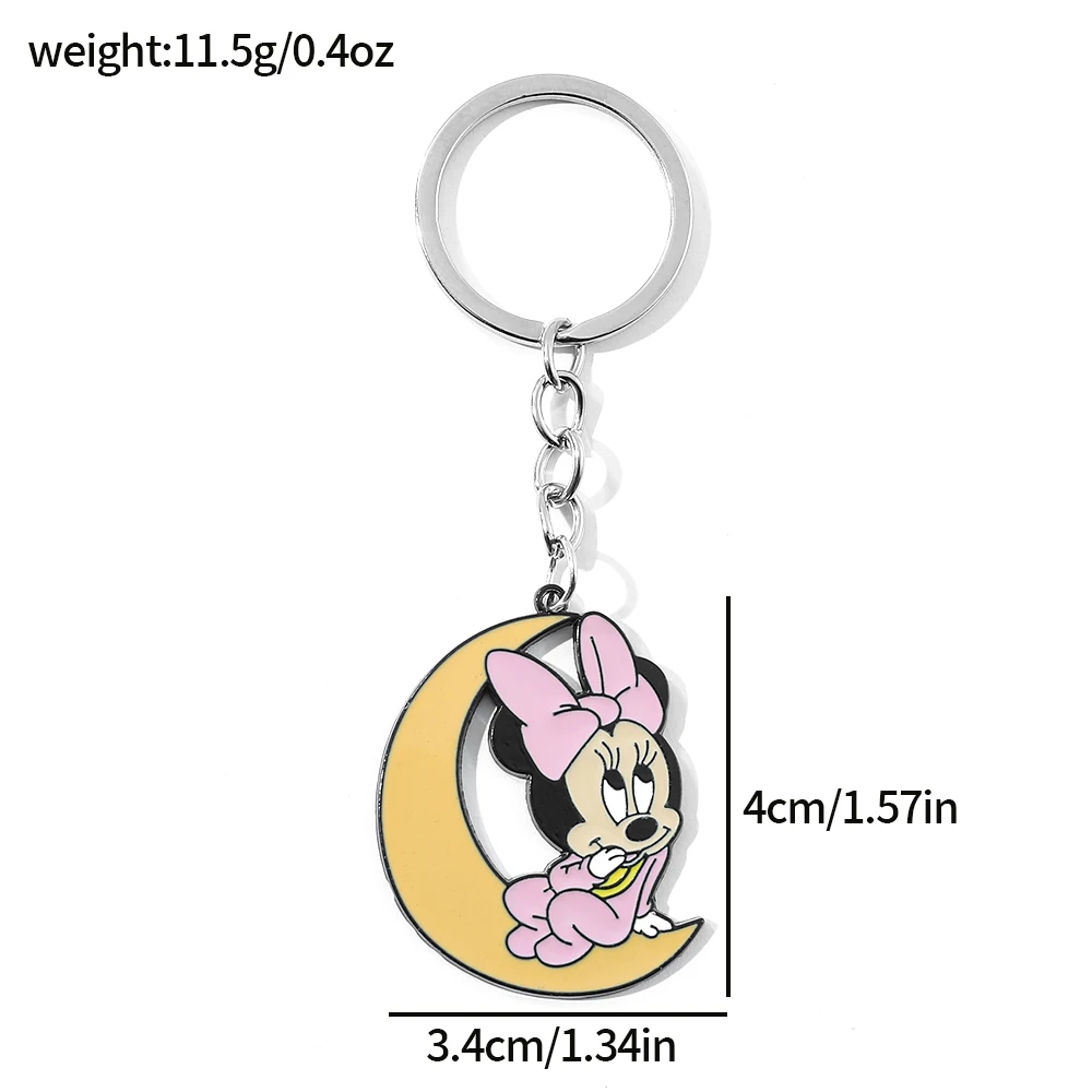 Gantungan Kunci Figur Disney Mickey Mouse Liontin Jimat Bintang Bulan Kartun Gantungan Kunci Minnie untuk Aksesori Pasangan Hadiah Hari Valentine