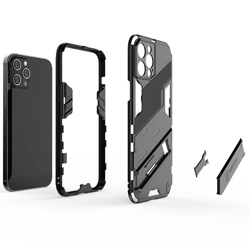 Armor Solid Color Matte Soft TPU+Hard PC Holder Shockproof Phone Case For IPhone 15 Pro Max 13 12 Mini 11 14 Pro Max Plus Cover image 6