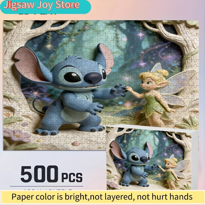 

2D Flat, Disney Stitch and Mickey Mouse Home Decor Print, 2D Flat Puzzle, Disney, Brain Teaser for Adults, Gift for Loved Ones