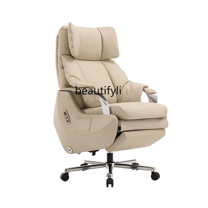 

Y Reclining electric boss chair comfortable cowhide office chair comfortable sedentary