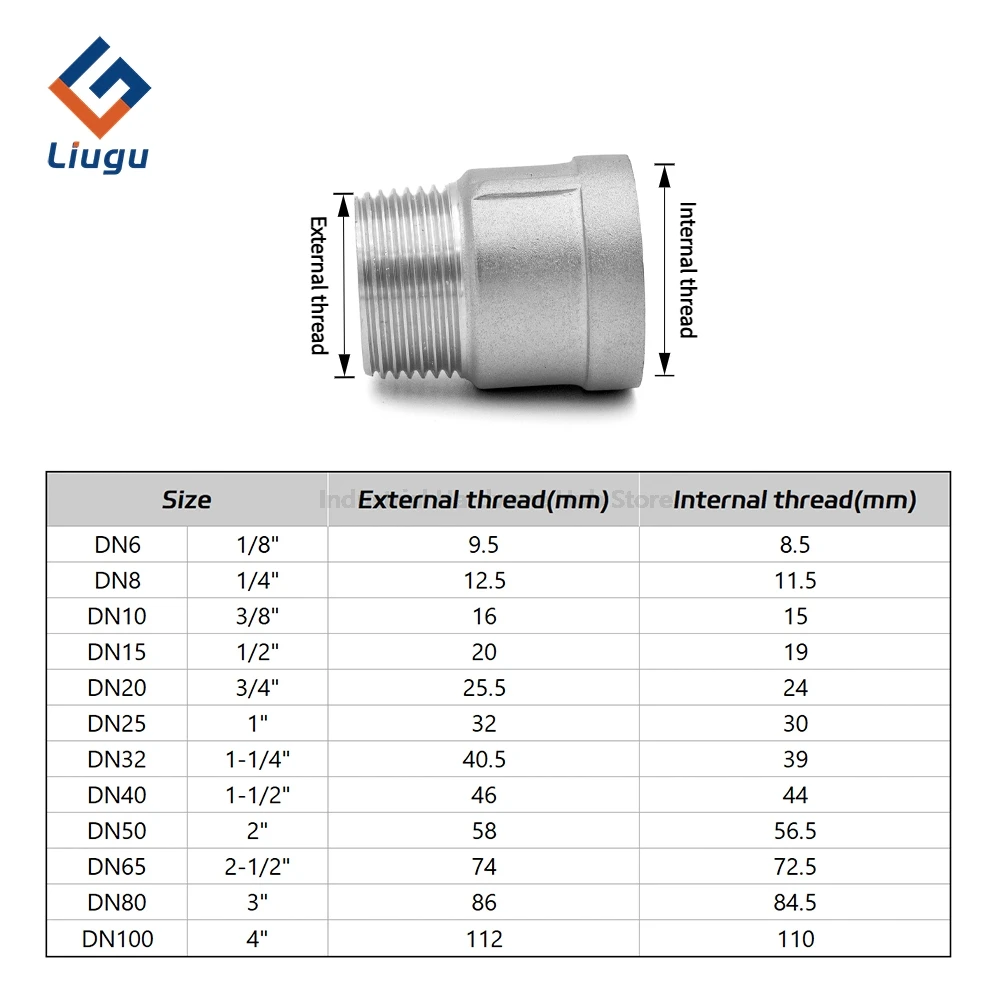 304 Stainless Steel Male to Female Threaded Straight Adapter, BSP Equal Diameter Pipe Fitting,1/4