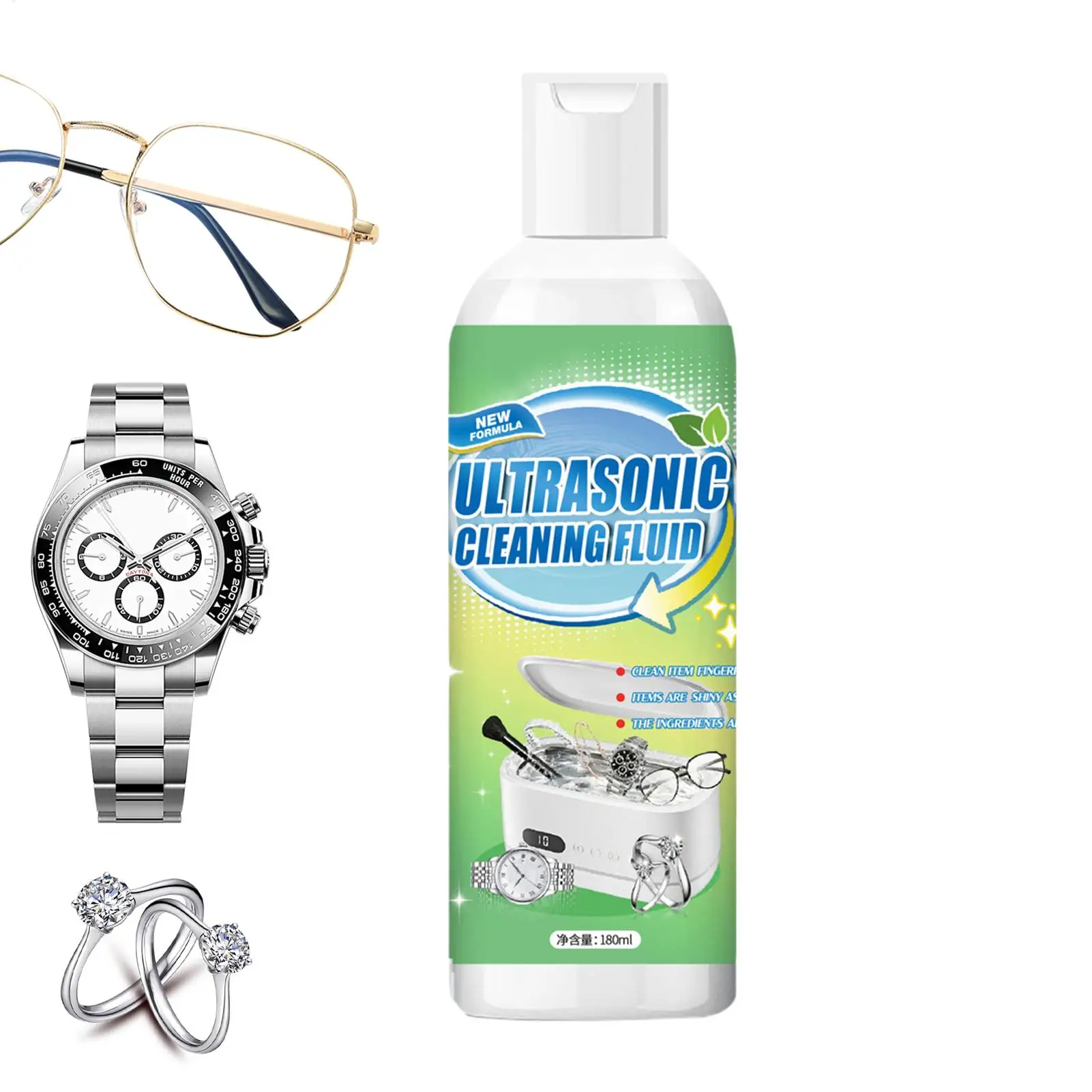 Ultrasonic Jewelry Cleaner Solution 180ml Cleaning Liquid Gold Silver Cleaner Concentrate for Ultrasonic Cleaner Machines