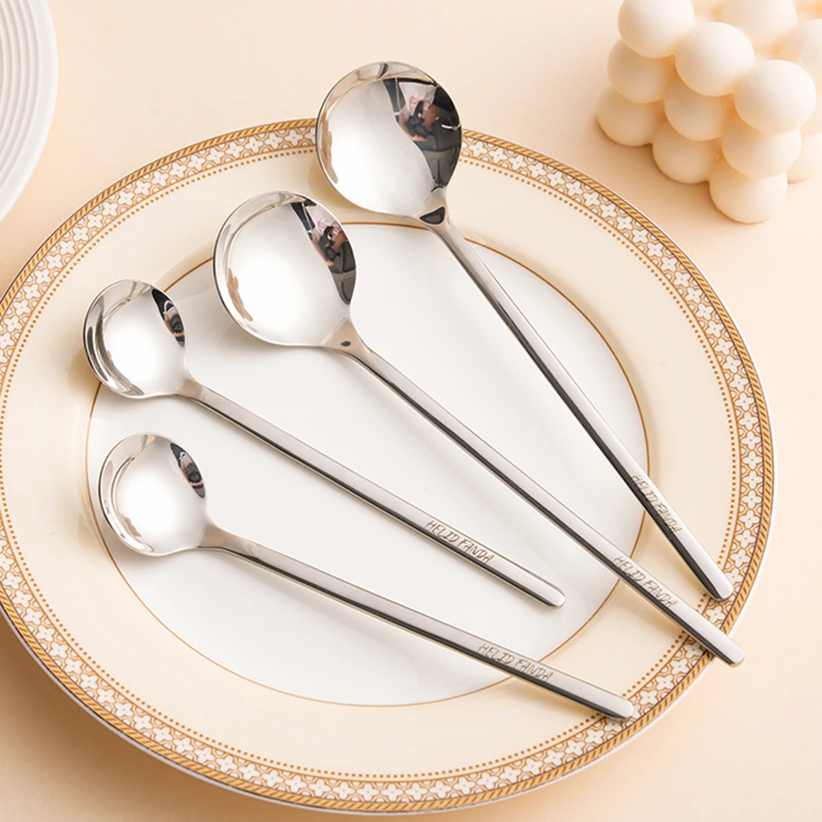 2/4 Stück 316 Edelstahl Kuchen-Dessertlöffel mit Langem Griff, Wiederverwendbarer Kaffeelöffel, Spülmaschinenfestes Besteck
