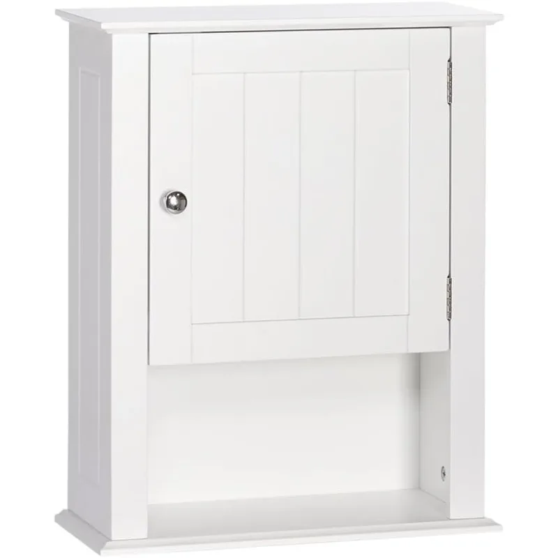 White Ashland Single Door Wall Mount Cabinet with Shelves