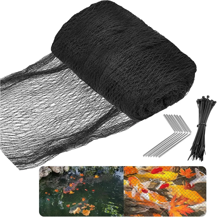 

Heavy Duty Woven Fine Mesh Pond Garden Pool Netting Kit for Outdoor Fish Ponds Protection Against Raccoons and Herons Ideal for