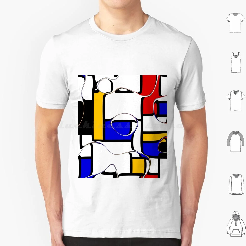 Mondrian Geometry T Shirt Cotton Men Women DIY Print Futuristic Lines Gradient Moire Abstract Geometric Liquid Liquid Surface