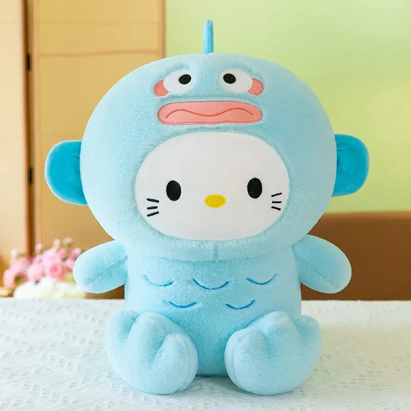 Healing Creative Hangyodon Transformed Into HelloKitty Doll Jade Cinnamon Dog Plush Toy Soft Cute Doll Puppet Birthday Gift