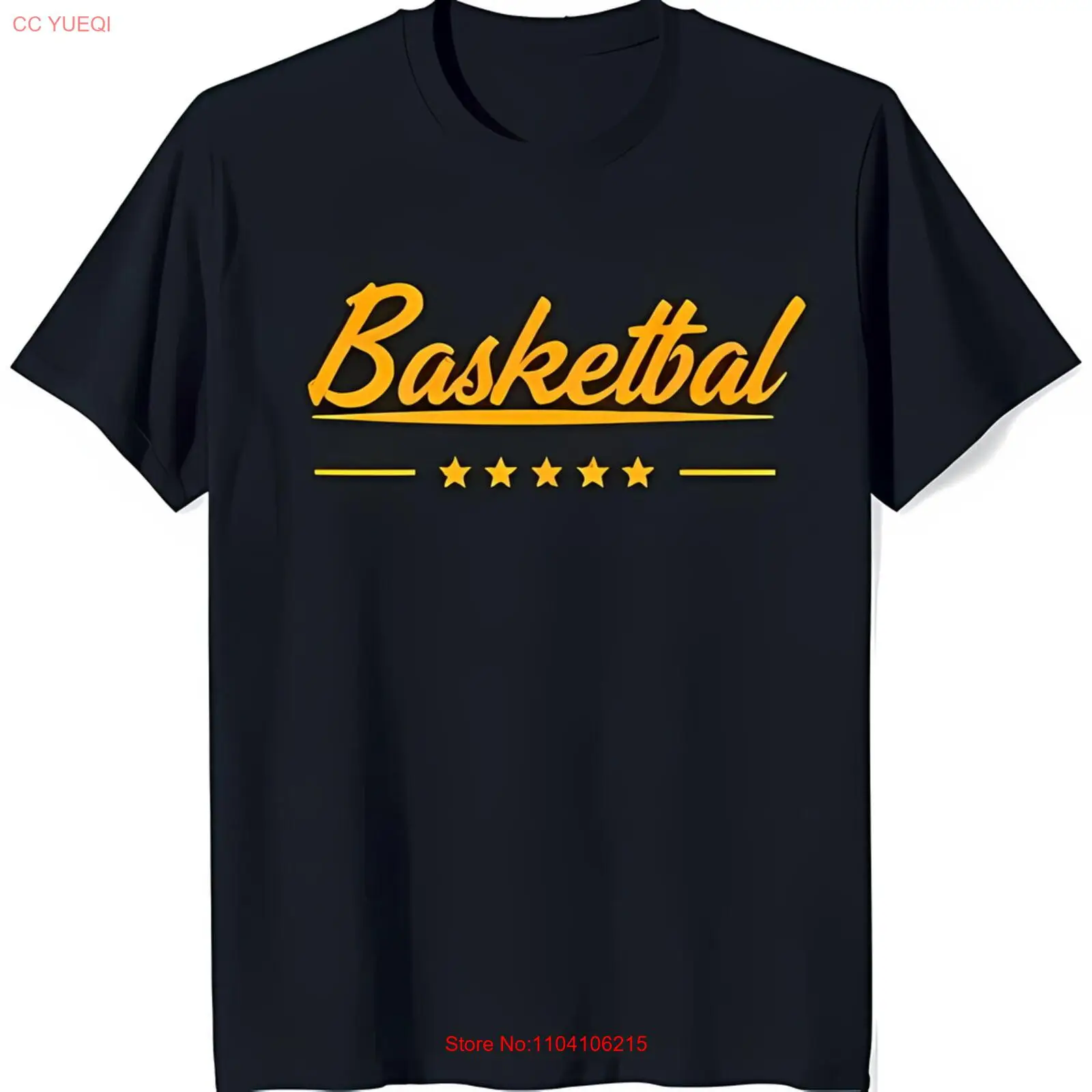 

Bold Black T-Shirt with Yellow Graphic & Star Accents for Fans