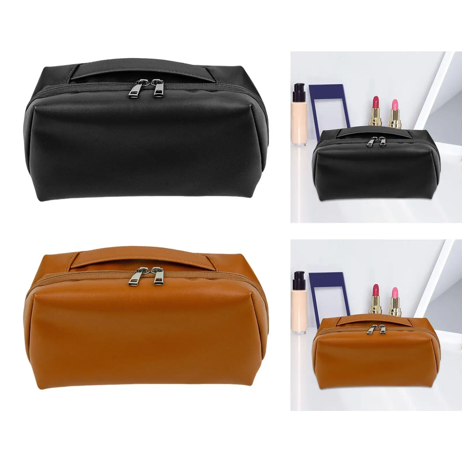 Travel Makeup Bag for Women Girls Portable Handbag Multipurpose Wide Open for Makeup Brush Cosmetics Business Trip Travel Hotel