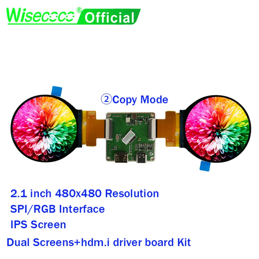 

Круглый дисплей Wisecoco 2,1 дюйма, Круглый двойной IPS-экран 480x480, ЖК-модуль TFT для роботизированных глаз, умного дома, интерфейс SPI RGB