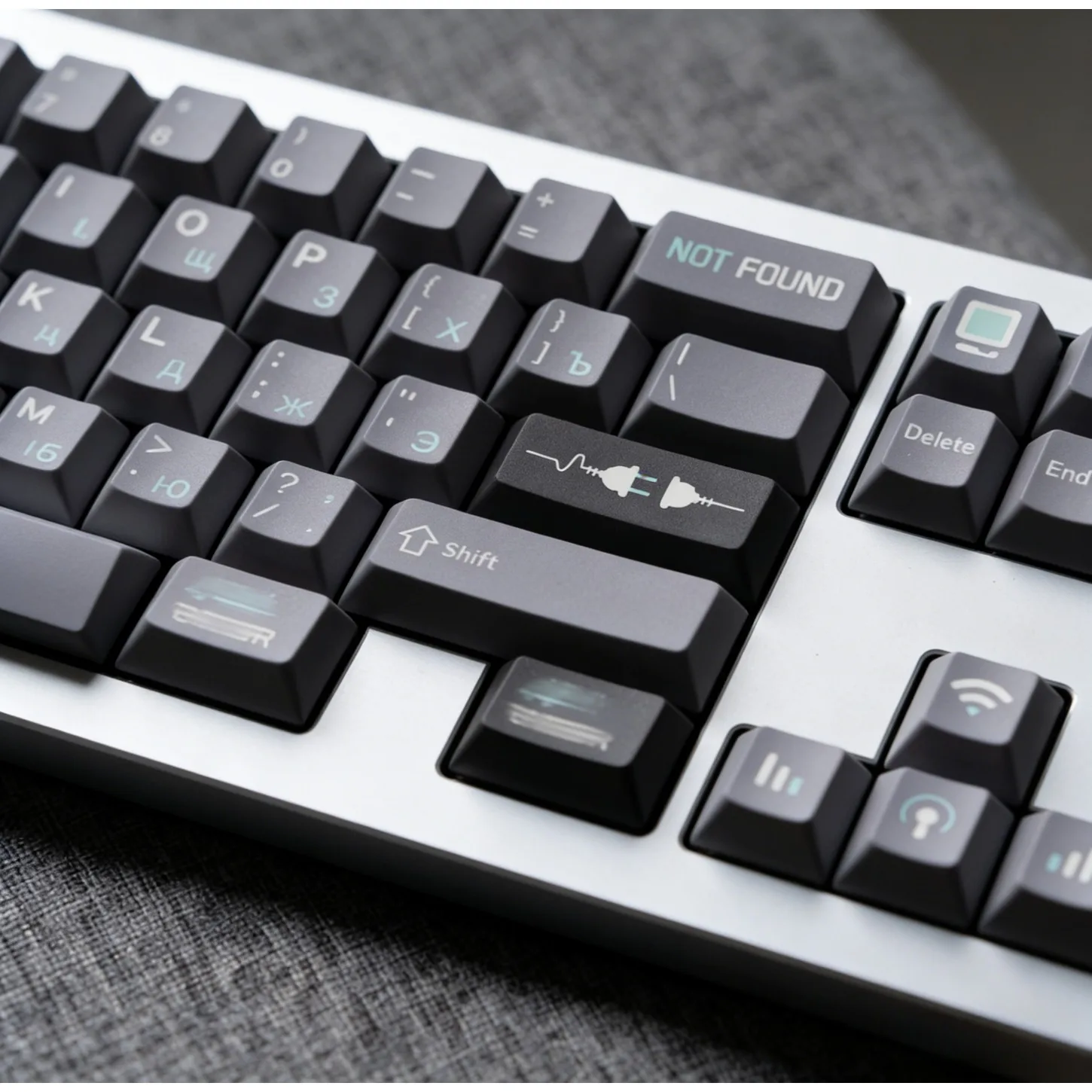 PBT Cherry Profile Keycaps 142 Keys Gray Black for MX Switch Mechanical Keyboard Compatible 60 64 84 98 108 Layout