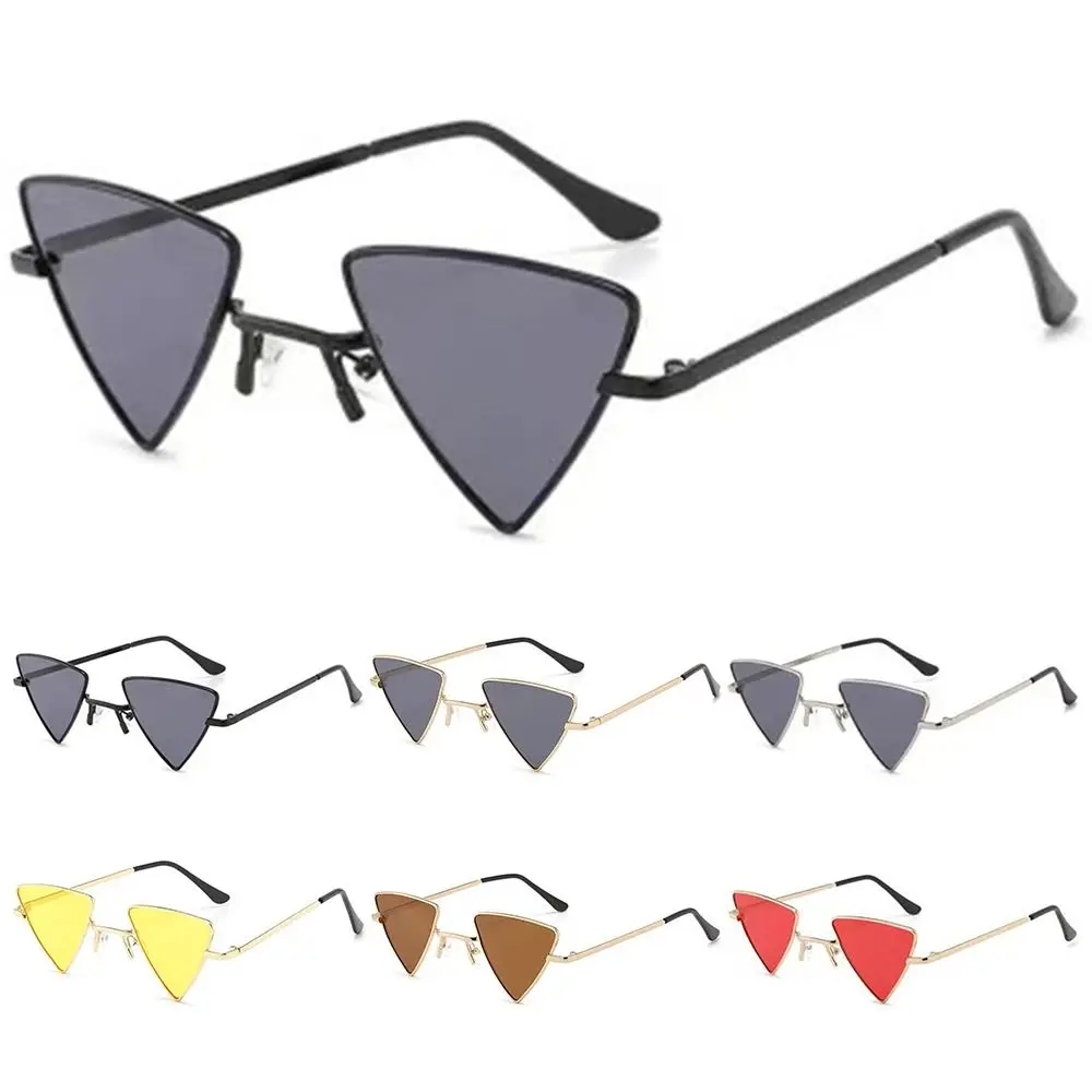 Triangular Small Hippie Sunglasses Tinted Colorful Lens Metal Frame Sun Glasses for Women & Men UV400 Protection Punk Shades