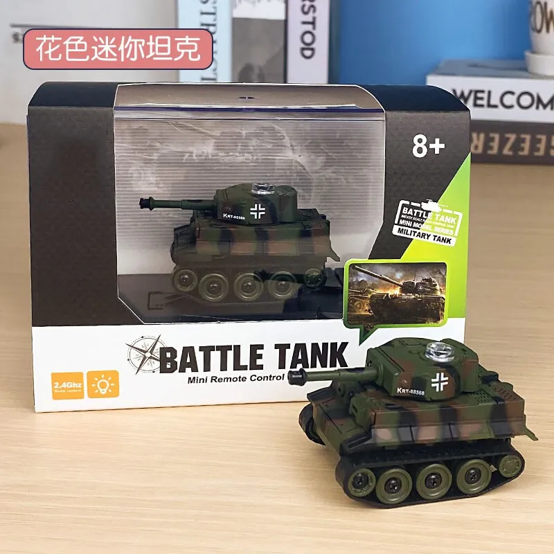 Mini Remote Control Tank 2.4Ghz Electric Simulation Military Off Road Model Desktop Collection Hobby Toy