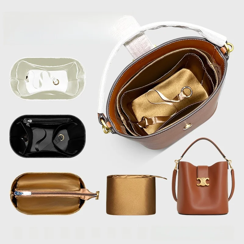

Lightweight Medium Size Bucket Bag Inner Pouch Zipper Embedded Slim Inner Art Beauty Rhythm Suitable for Louise