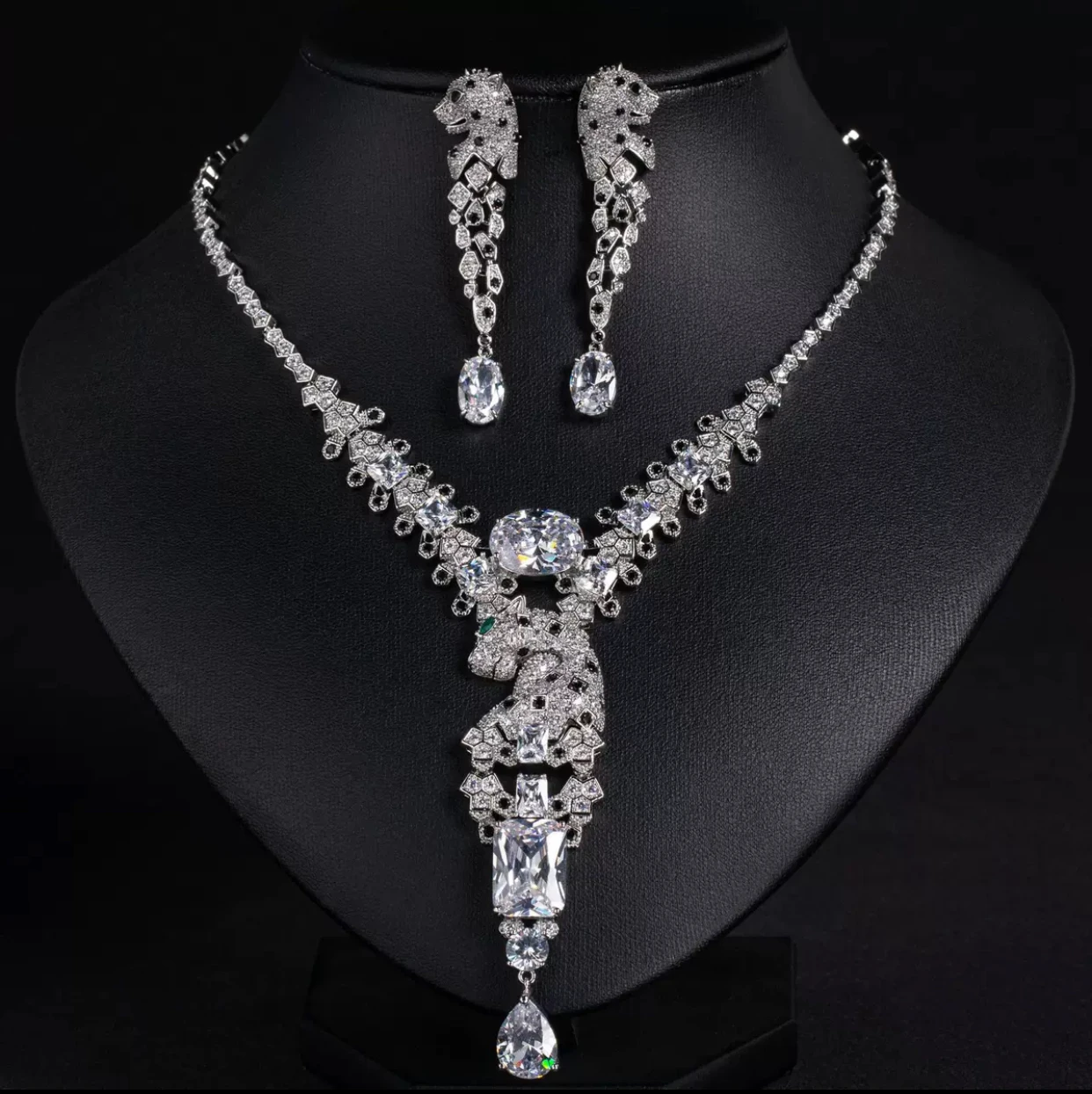 [فاخر] مجوهرات بتصميم كلاسيكي فاخر أوروبي وأمريكي، مجموعة إكسسوارات مزاجية لفساتين السهرة، قلادة من الزركون للنساء