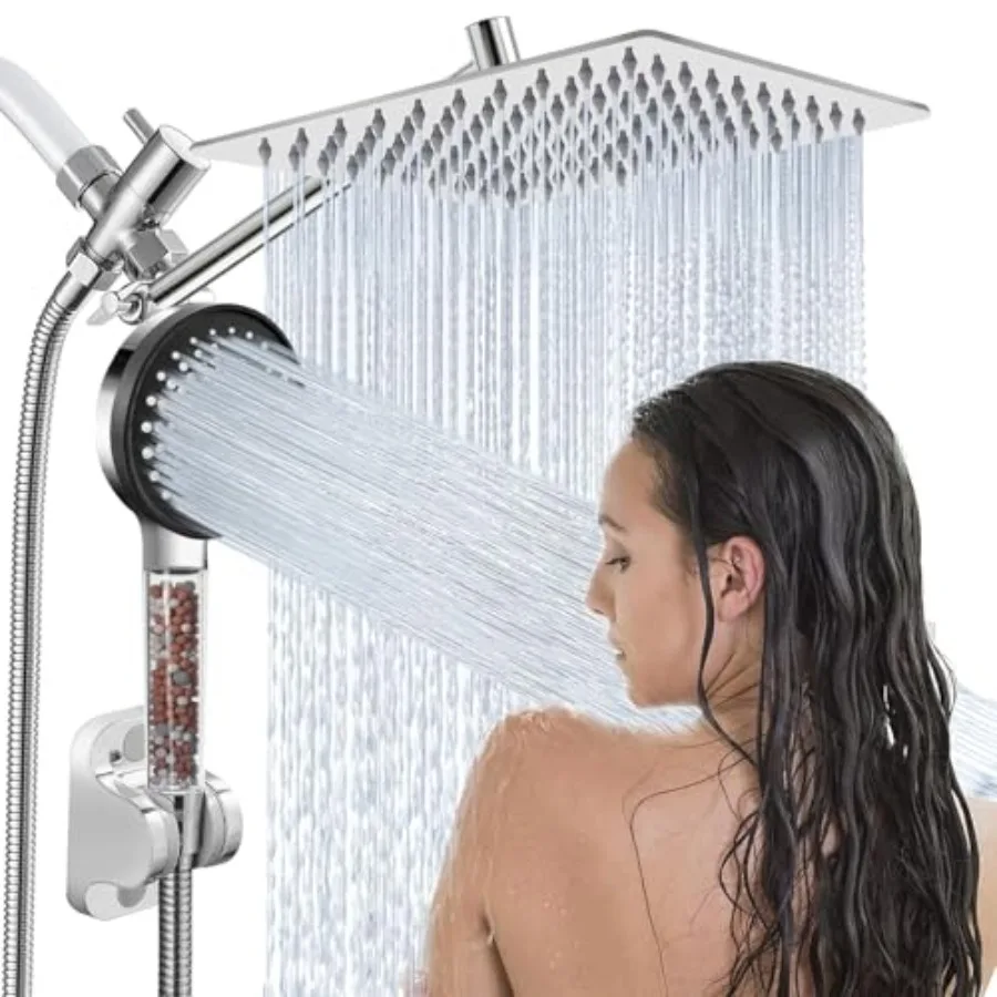 

Filtered Shower Head"Ra Shower Head with Handheld Spray Combo with 11'' Angle Adjustable Extension Arm/Flow Regulator/Shower Sy