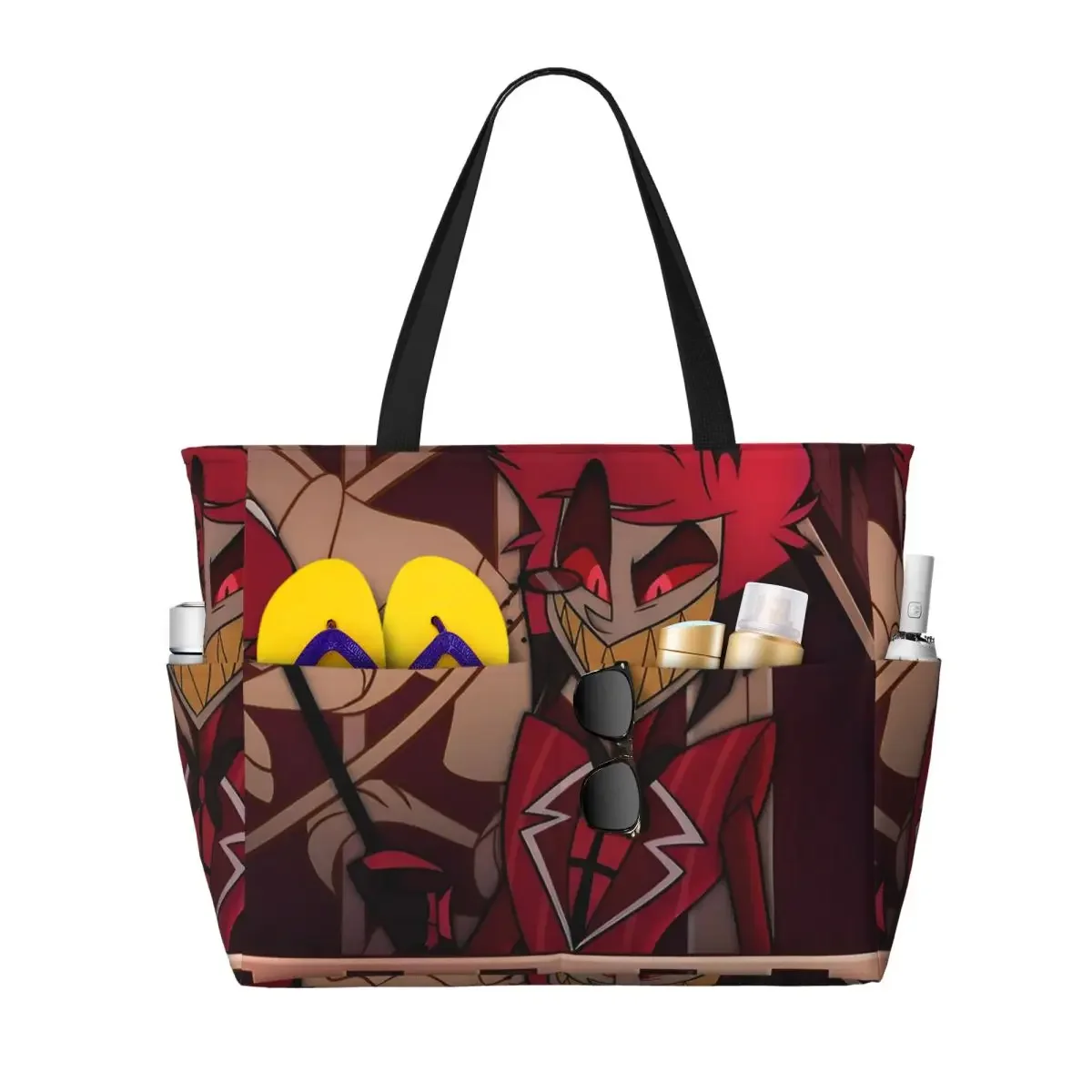 Modern Hazbin Alastor Buddy Cartoon Anime Beach Tote Bag Sport Gym Yoga Duffle Large Tote Bag Women Travel Bag Fitness bag