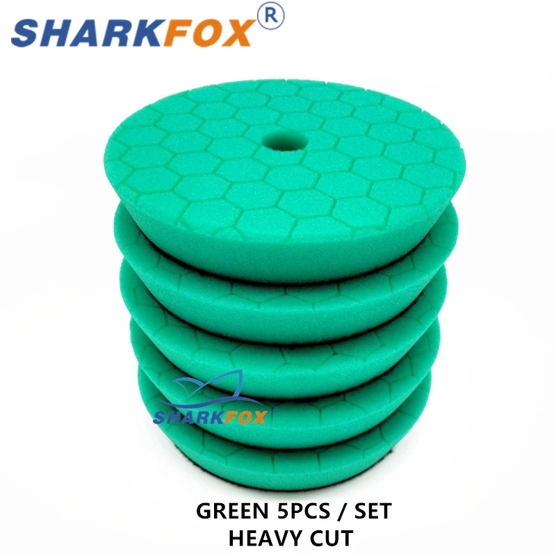 Sharkfox Polijsten Pads 3/5/6 Inch Duitsland Foam Buff Spons Pads Auto Buffing Pad Set voor DA/RO Polijstmachine Buffer Gereedschap