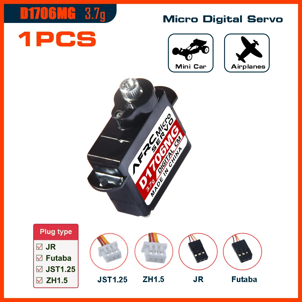 AFRC D1706MG 3.7g Metal Gear Micro Digital Servo 0.065sec Fast For Mini RC Car Indoor 3D Flight Airplane Parts and Accessories