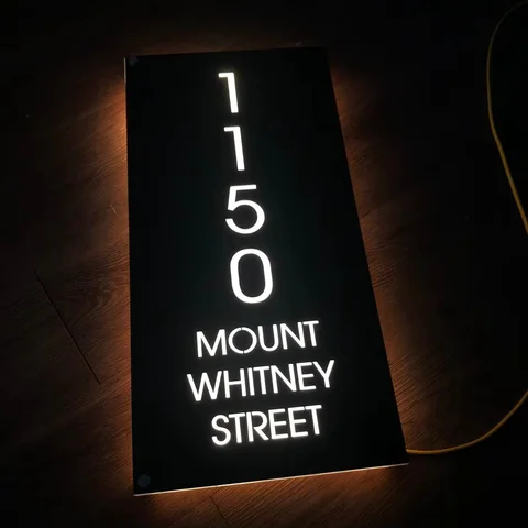 Custom LED Illuminated Vertical House Number Sign Modern Customizable Address Plaque Home Hotel Office and Room Door Signage